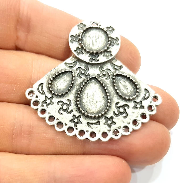 Silver Pendant Blank Antique Silver Plated Pendants (47x46mm)  G17447