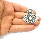 Silver Pendant Blank Antique Silver Plated Pendants (47x46mm)  G17447