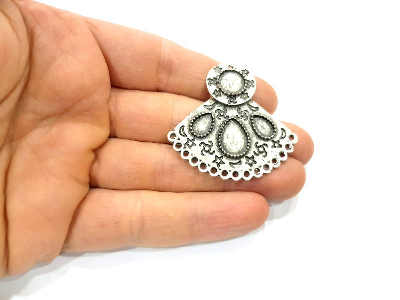 Silver Pendant Blank Antique Silver Plated Pendants (47x46mm)  G17447