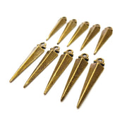 10 Triangle Charm Antique Bronze Charm Antique Bronze Plated Metal Charms (30x6mm) G11069