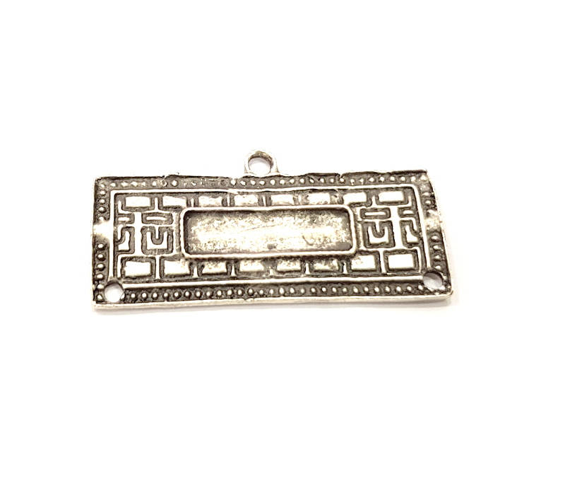 2 Silver Pendant Antique Silver Plated Pendants (40x20mm)  G11078