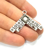 2 Silver Pendant Blank Antique Silver Plated Pendants (43x31mm)  G11080