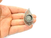 Silver Ring Setting Blank Resin Ring Cabochon Base inlay Ring Mounting Adjustable Ring Base Bezel (18mm)Antique Silver Plated Brass G11087