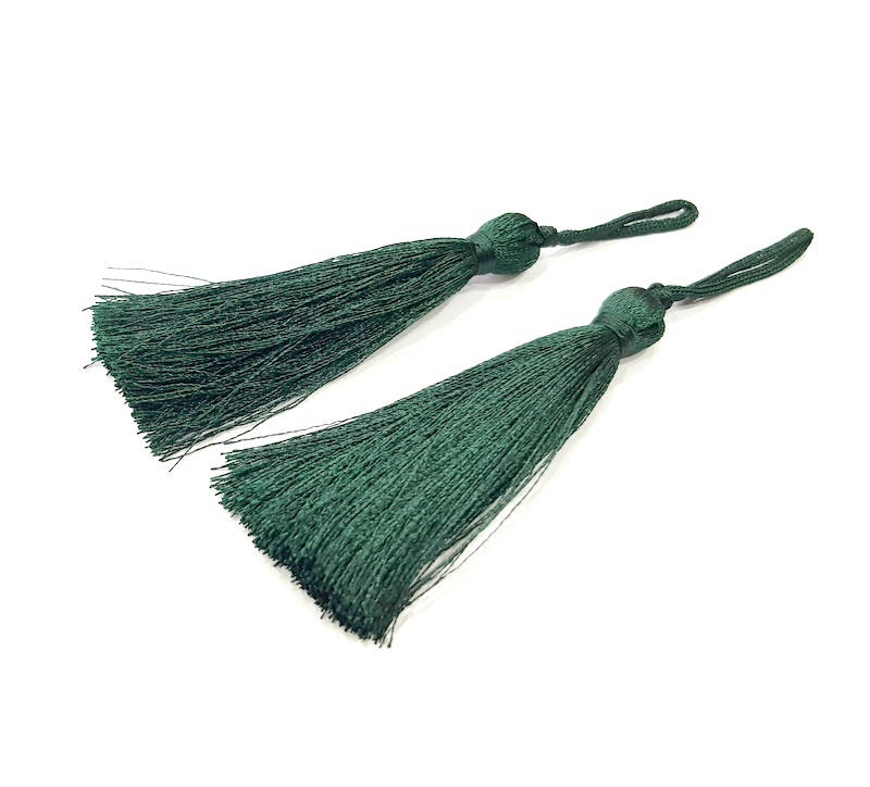 2 Dark Green Thread Tassel 2 pcs (78 mm - 3 inches)     G11091