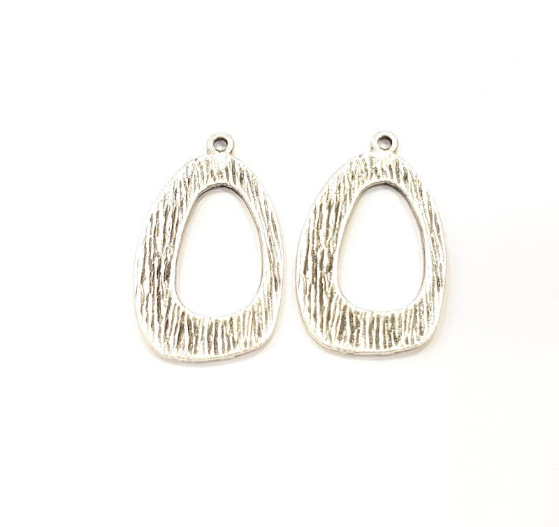 4 Pear Charm Silver Charms Antique Silver Plated Metal (30x17mm) G11096
