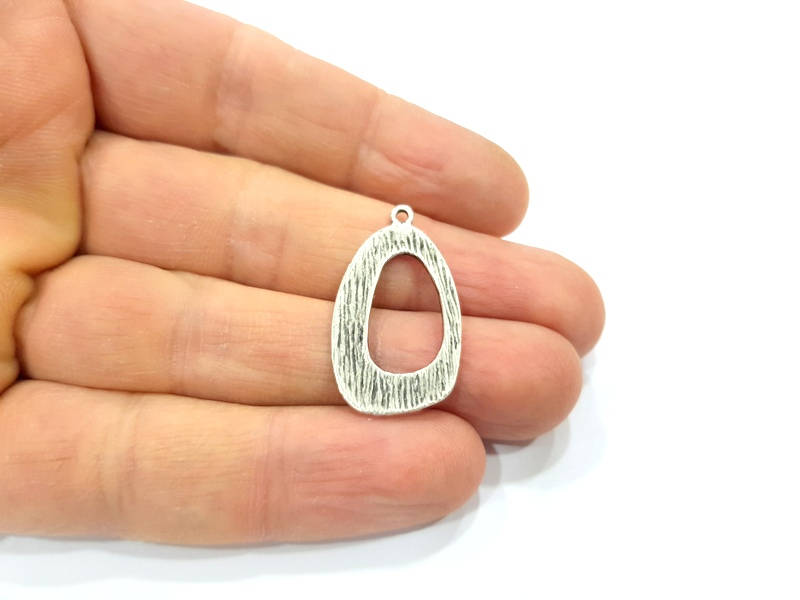 4 Pear Charm Silver Charms Antique Silver Plated Metal (30x17mm) G11096
