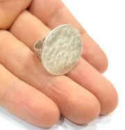 Silver Ring Setting Blank Resin Ring Cabochon Base inlay Ring Mounting Adjustable Ring Base Bezel (25mm)Antique Silver Plated Brass G11102