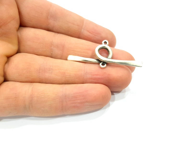 4 Silver Connector Antique Silver Plated Metal (39x20mm) G15705