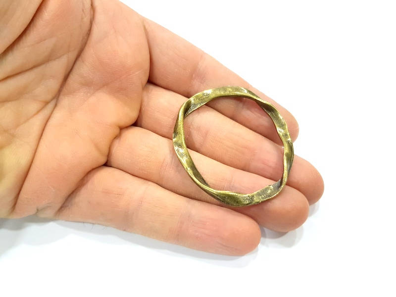 2 Curved Circle Connector Antique Bronze Connector Antique Bronze Plated Metal  (50x44mm) G11120