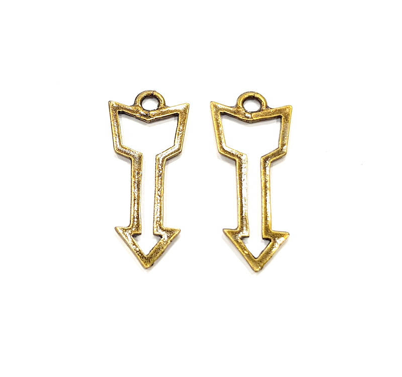10 Arrow Charm Antique Bronze Charm Antique Bronze Plated Metal (33x13mm) G11123