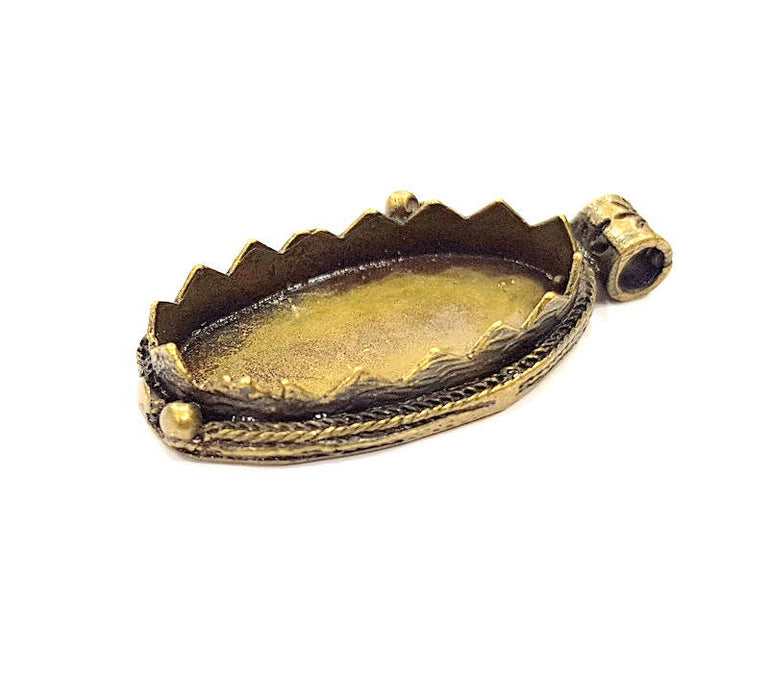 Pendant Blank Antique Bronze inlay Blank Mosaic Blank Resin Bezel Base Setting Mountings Antique Bronze Plated Brass (30x15mm) G11126