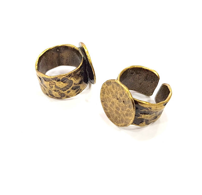 Antique Bronze Ring Blank Ring Setting inlay Blank Mosaic Bezel Base Cabochon Mountings (15mm Blank ) Antique Bronze Plated Brass G11127