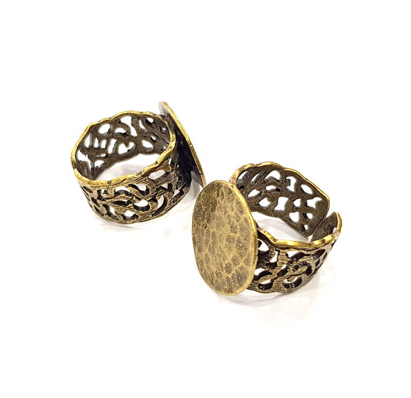 Antique Bronze Ring Blank Ring Setting inlay Blank Mosaic Bezel Base Cabochon Mountings (20mm Blank ) Antique Bronze Plated Brass G11128