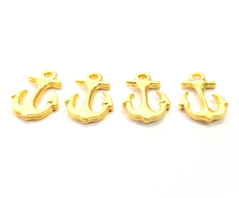 8 Anchor Charm Gold Charm Gold Plated Metal (15x10mm)  G11131