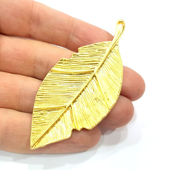 Leaf Pendant Gold Pendant Gold Plated Metal (78x34mm)  G11134