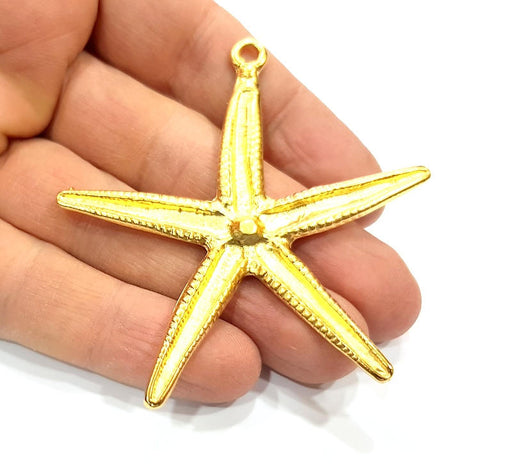 Large Starfish Pendant Gold Pendant Gold Plated Metal (67mm)  G11139