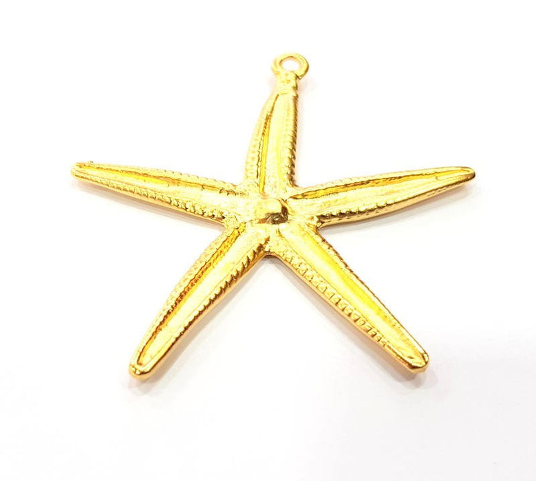 Large Starfish Pendant Gold Pendant Gold Plated Metal (67mm)  G11139