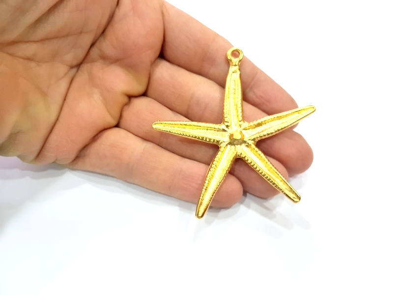 Large Starfish Pendant Gold Pendant Gold Plated Metal (67mm)  G11139