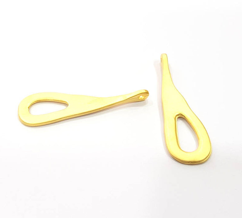 2 Gold Charm Gold Plated Metal (47x14mm)  G11140