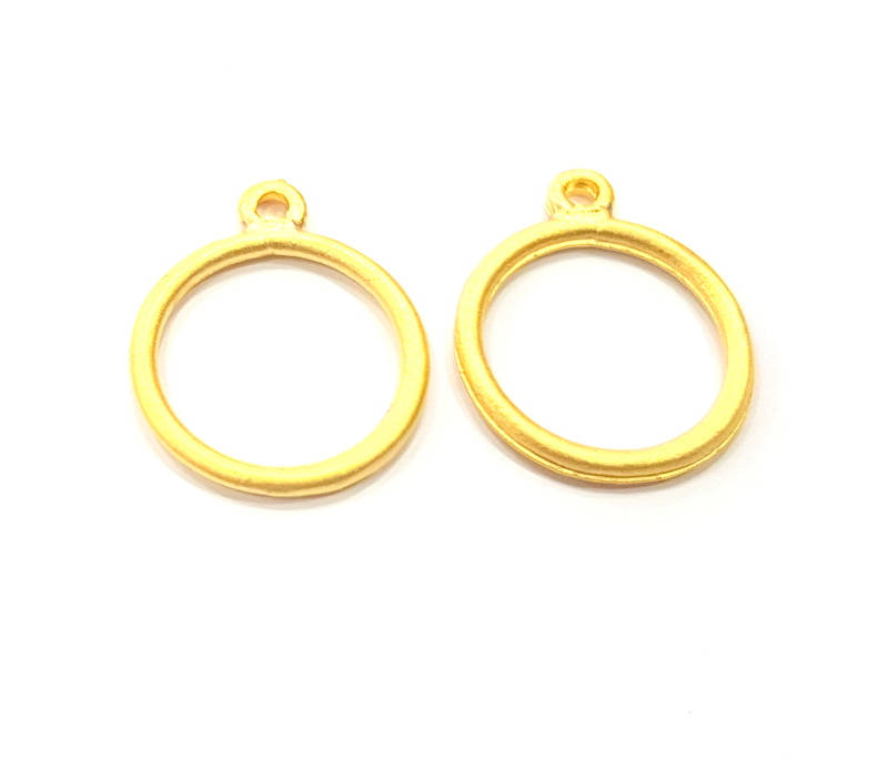 10 Circle Charm Gold Charm Gold Plated Metal (17mm)  G11141