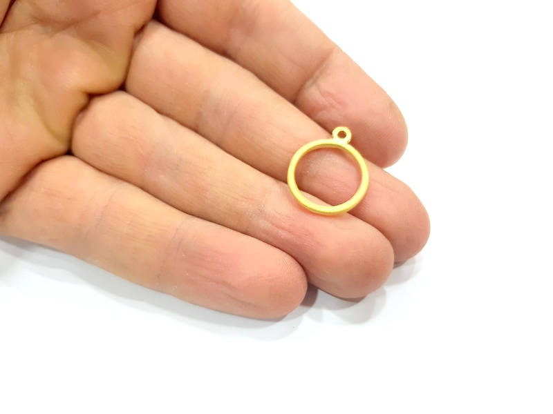 10 Circle Charm Gold Charm Gold Plated Metal (17mm)  G11141