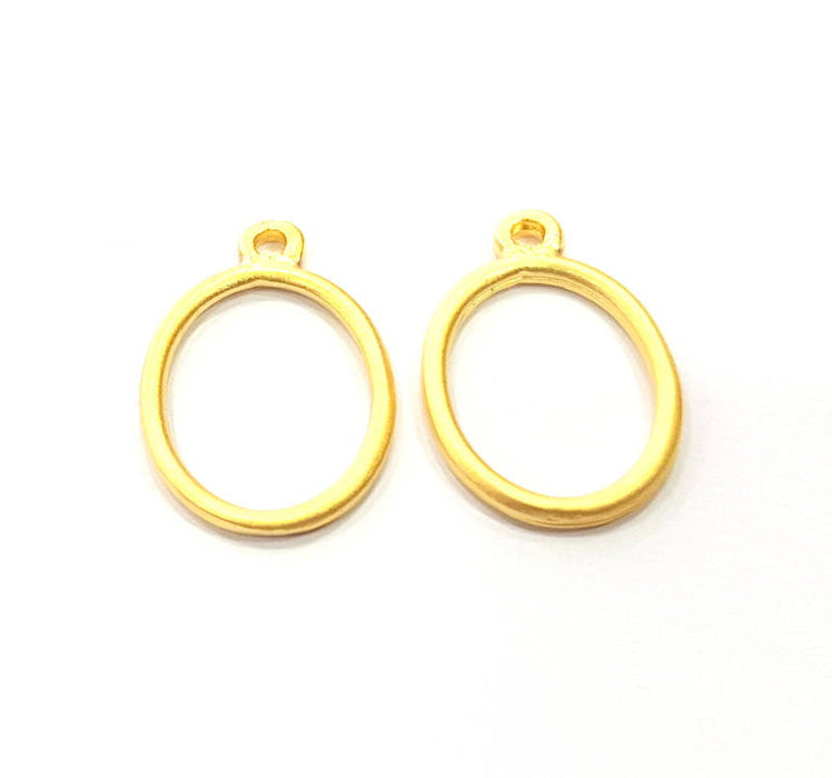 8 Oval Charm Gold Charm Gold Plated Metal (20x14mm)  G11147