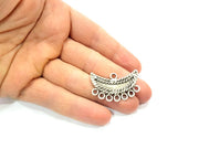 2 Silver Connector Pendant Antique Silver Plated Metal (35x22mm) G11152