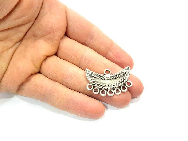 2 Silver Connector Pendant Antique Silver Plated Metal (35x22mm) G11152