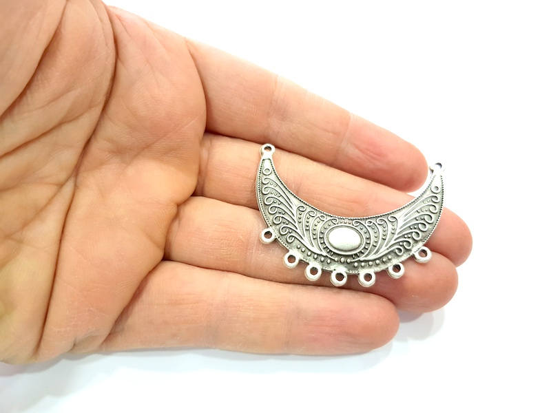 Silver Connector Pendant Antique Silver Plated Metal (50x36mm) G11158