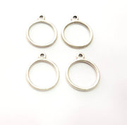 10 Circle Charm Silver Charms Antique Silver Plated Metal (17mm) G11160