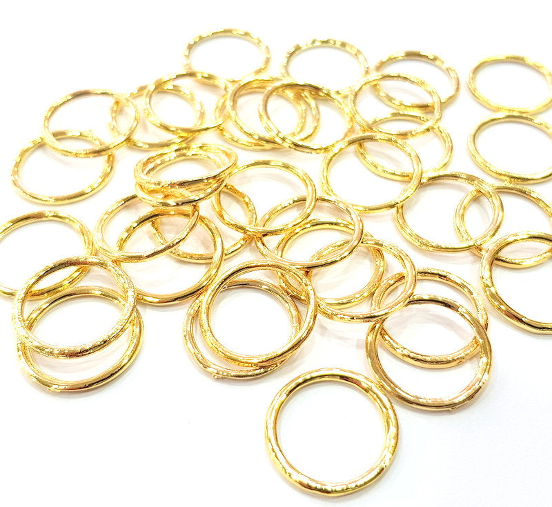 10 Circle Connector Charm Gold Plated Charm Gold Plated Metal (16mm)  G12162