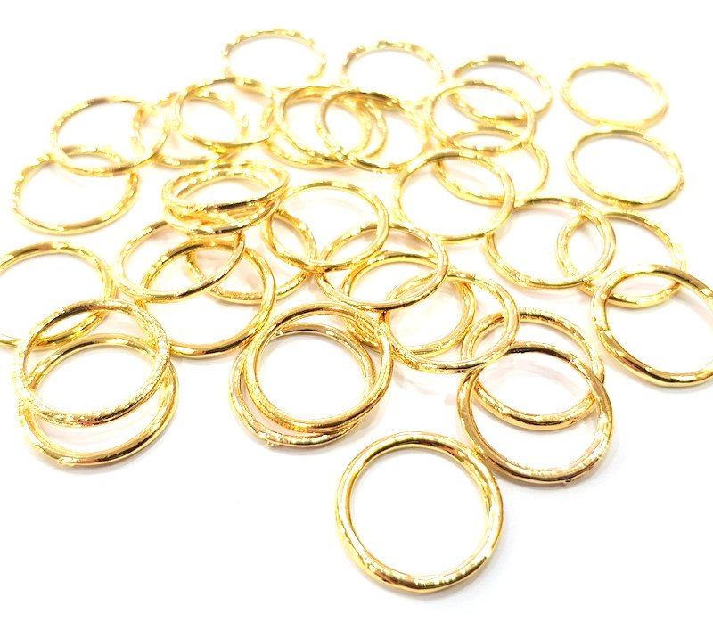 10 Circle Connector Charm Gold Plated Charm Gold Plated Metal (16mm)  G12162
