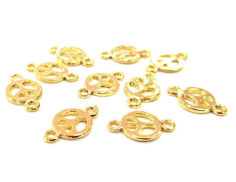 10 Peace Charm Gold Plated Charm Gold Plated Metal (15x9mm)  G12163