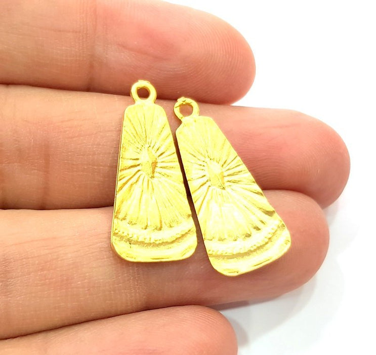 2 Gold Charms Gold Plated Metal (28x12mm)  G12168