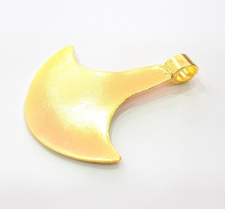 Large Axe Pendant Tribal Pendant Matte Gold Pendant (68x62mm)  G12172