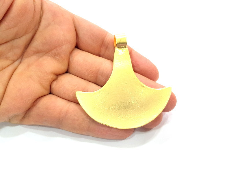 Large Axe Pendant Tribal Pendant Matte Gold Pendant (68x62mm)  G12172