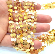 1mt Shiny Gold Flake Chain Gold Plated Brass Chain 1 Meter - 3.3 Feet   (6 mm) G12175
