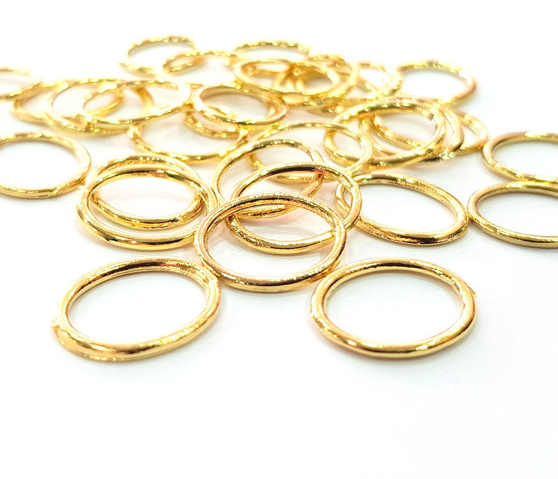 10 Oval Connector Charm Gold Plated Charm Gold Plated Metal (17x14mm)  G12179