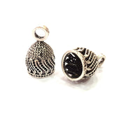 2 Silver Cone Findings Antique Silver Plated Brass  (24x15 mm)  G12193
