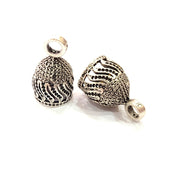 2 Silver Cone Findings Antique Silver Plated Brass  (24x15 mm)  G12193