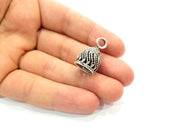 2 Silver Cone Findings Antique Silver Plated Brass  (24x15 mm)  G12193