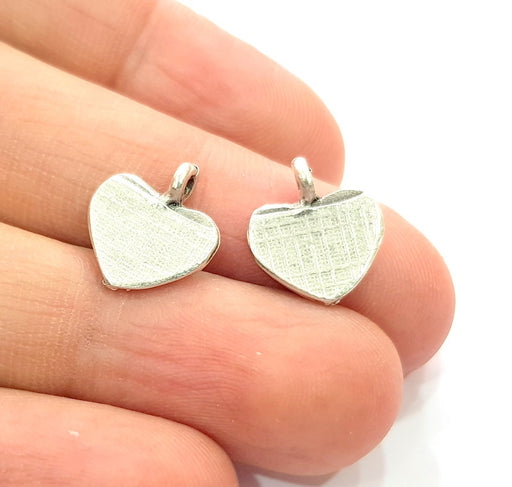 50 Heart Charm Silver Charms Antique Silver Plated Metal (14x12mm) G12191