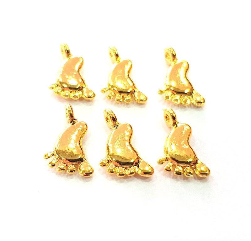 6 Foot Charm Gold Plated Charm Gold Plated Metal (16x8mm)  G12203