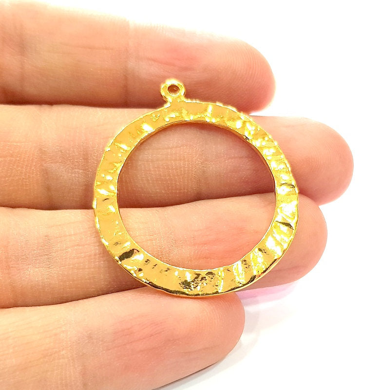 2 Circle Charm Gold Plated Charm Gold Plated Metal (34mm)  G12204