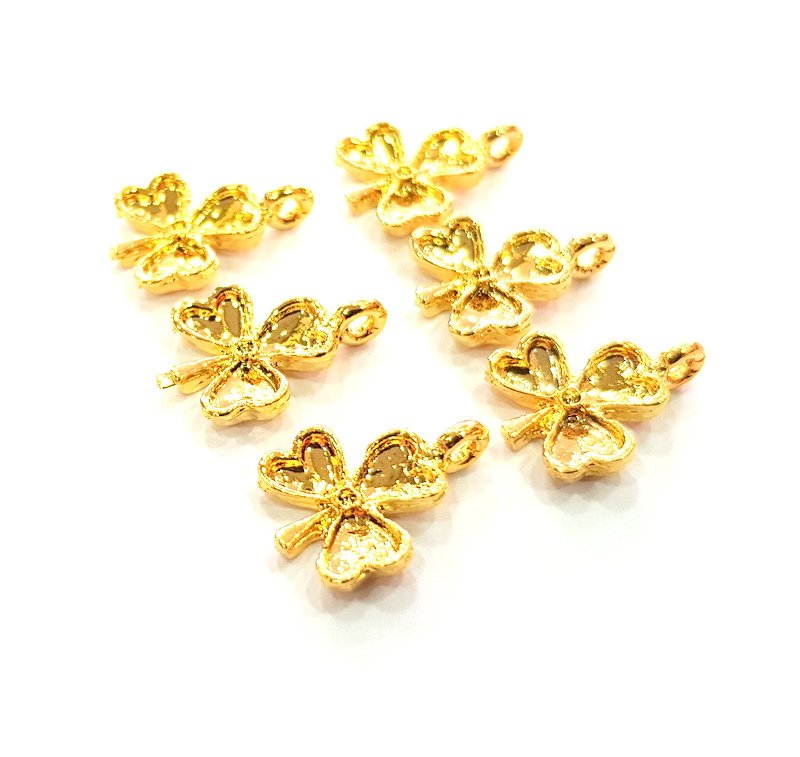 6 Clover Charm 24k Gold Charm(16x12mm)  G12207