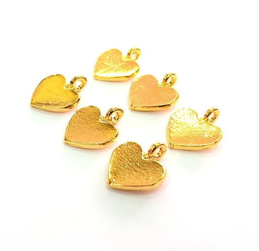 6 Heart Charm Gold Plated Charm Gold Plated Metal (14x12mm)  G12211