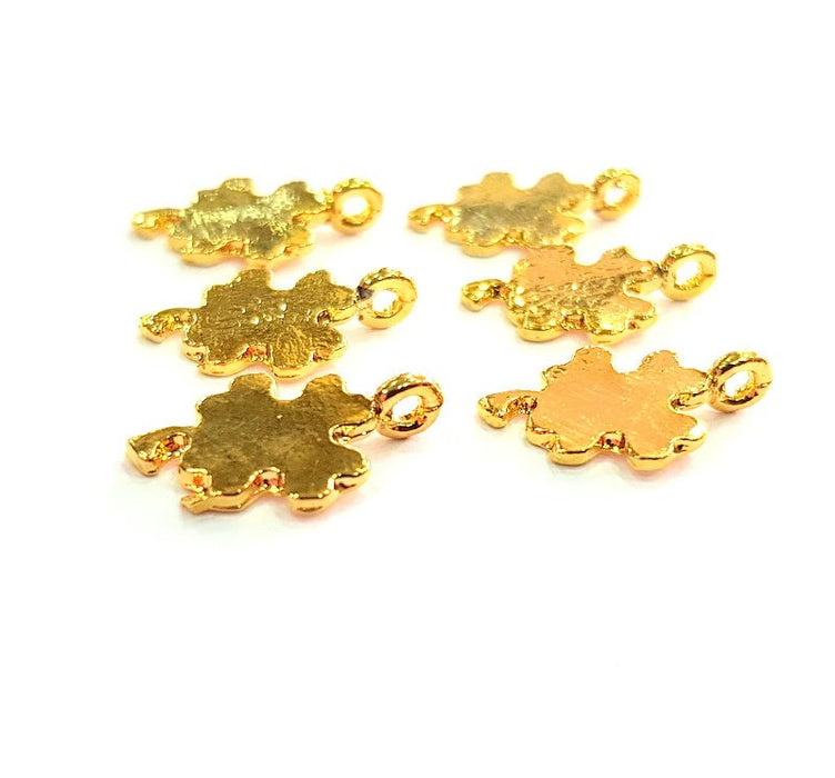 6 Clover Charm Gold Plated Charm Gold Plated Metal (17x11mm)  G12212