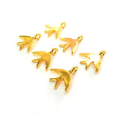 6 Swallow Charm Gold Plated Charm Gold Plated Metal (15x14mm)  G12213