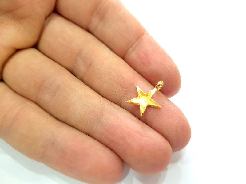 6 Star Charm Gold Plated Charm Gold Plated Metal (16x12mm)  G12214