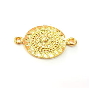 2 Patterned Connector Charms 24k Shiny Gold Charm (30x20mm)  G12216